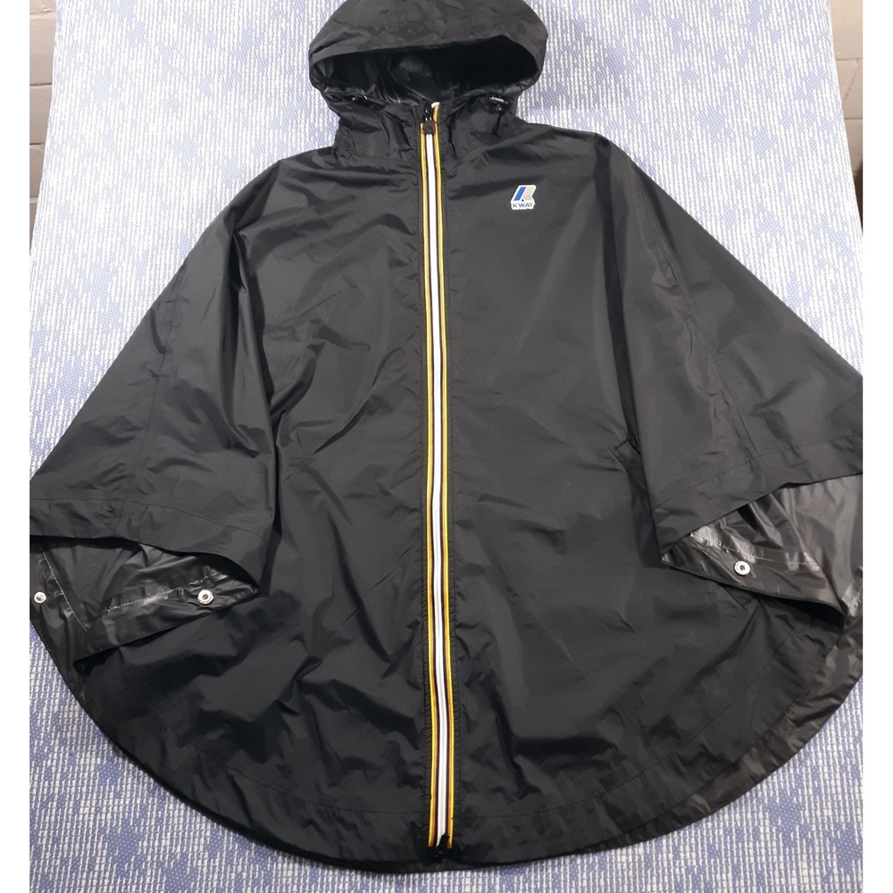 K-WAY Le Vrai 3.0 Claude Rain Poncho Jacket Adult S Waterproof Hooded Full Zip